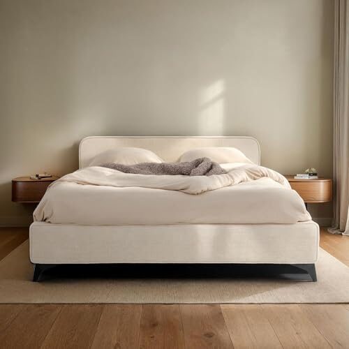 IDIMEX Polsterbett VIRETTA 140x200 in weiß - Doppelbett mit Lattenrost & Chenille Stoffbezug. Bett in modernem Design mit stabilem Holzrahmen & Metallbein