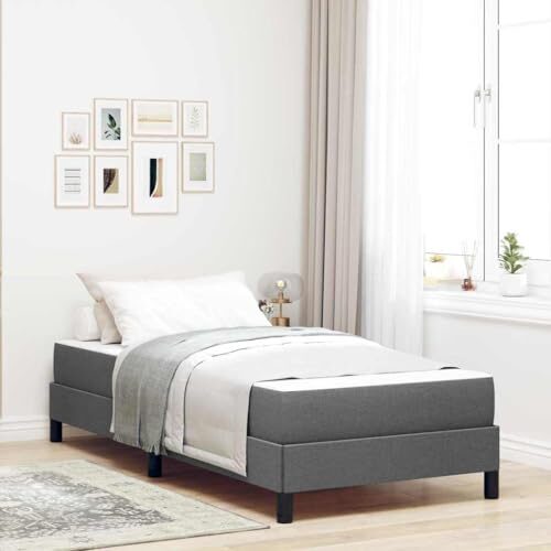 vidaXL Boxspringbett mit Matratze Dunkelgrau 100 x 200 cm Stoff