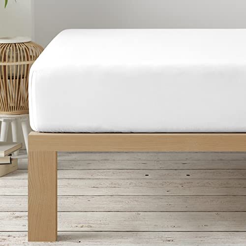 Degrees Home – Kollektion – Spannbettlaken 150 x 200 x 33 – verstellbar – gebürstete Polyester-Mikrofaser – Weiss, Weiß