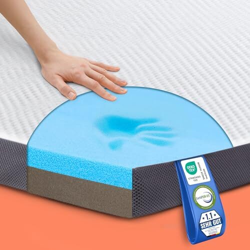 MKS 2-in-1 Gel Topper – Gelschaum Topper 220x200cm mit H3 & H4, 5-Schichten-Komfort, Druckentlastung & Mesh-Seiten – Wende-Matratzentopper für Seiten-, Rücken- & Bauchschläfer