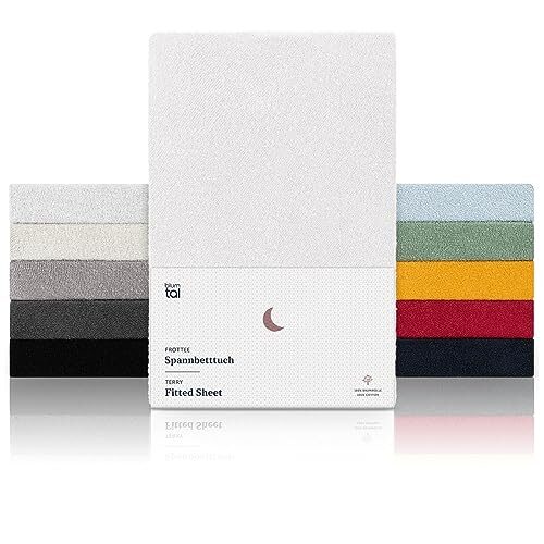 Blumtal® Frottee Spannbettlaken 140x200 cm - OEKO-TEX Zertifiziert - Bis 25cm Matratzenhöhe - Warm Frottee Bettlaken in Weiß