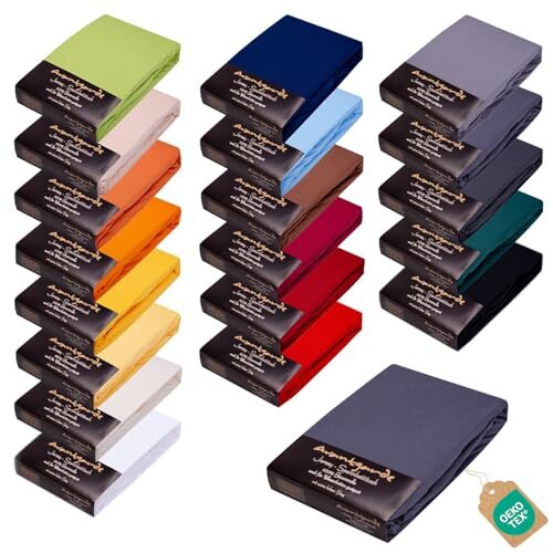 AVANTGARDE Premium Bettlaken - 180x200cm - 200x220cm - 40cm Steg - auch für Boxspringbett & Wasserbett - Bettlaken ca.170g/m² - Spannbettlaken 100% Jersey Baumwolle - Oeko-TEX (19 Dunkelgrau)