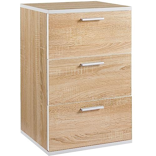 Yaheetech Nachttisch Nachtschrank Boxspringbett Nachtkommode mit 3 Schubladen Metallgriffe Beistelltisch Schubladenschrank, 35 x 40 x 60 cm